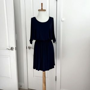 Navy Blue Jersey Mini Dress with open sleeves, M, Anthropologie